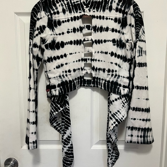 Hard Tail Black and White Tie-Dye Cardigan Wrap - Picture 8 of 11